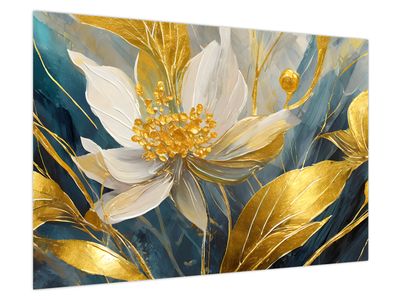 Bild auf Leinwand - Gemälde mit goldenen Blumen