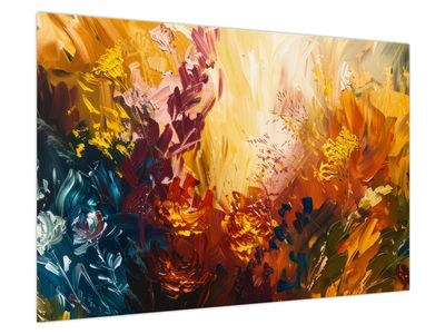 Schilderij - Abstract schilderij van bloemen