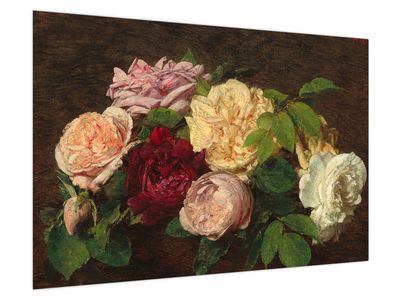 Obraz - Henri Fantin-Latour, Roses de Nice on a Table, reprodukce