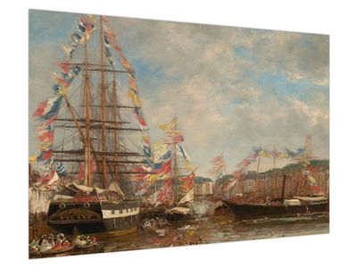 Obraz - Eugène Boudin, Festival in the Harbor of Honfleur, reprodukcje