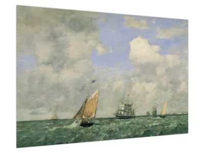 Obraz - Eugène Boudin, Ships and Sailing Boats Leaving Le Havre, reprodukcje