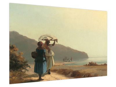 Obraz - Camille Pissarro, Two Women Chatting by the Sea, St. Thomas, reprodukcje