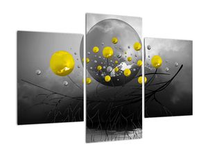 Schilderij - Gele abstracte ballen