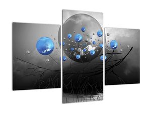 Schilderij - Blauwe abstracte ballen