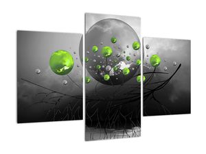 Schilderij - Groene abstracte ballen
