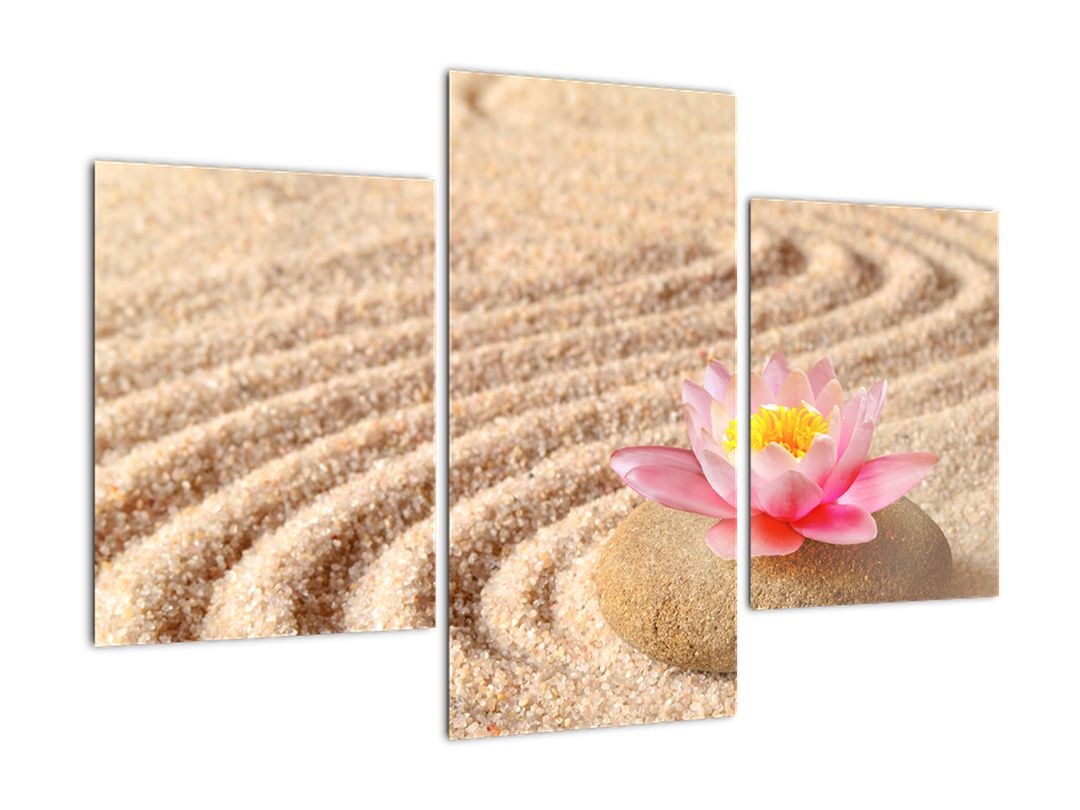 Tablou cu piatră și floare pe nisip (V020864V90603PCS)