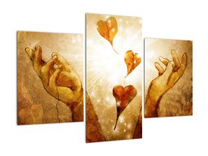 Schilderij - Geschilderde handen vol liefde