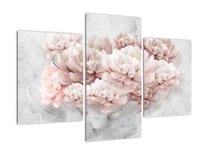 Tablou - Flori roz pe perete