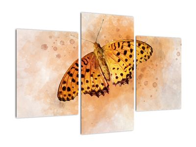 Schilderij - Oranje vlinder, aquarel