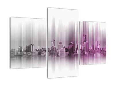 Obraz - Panorama miasta, różowo-  szara
