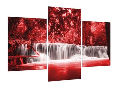 Bild auf Leinwand - Wasserfall, rot