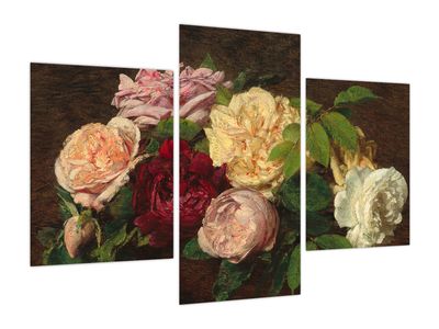 Obraz - Henri Fantin-Latour, Roses de Nice on a Table, reprodukce