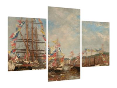 Obraz - Eugène Boudin, Festival in the Harbor of Honfleur, reprodukcje