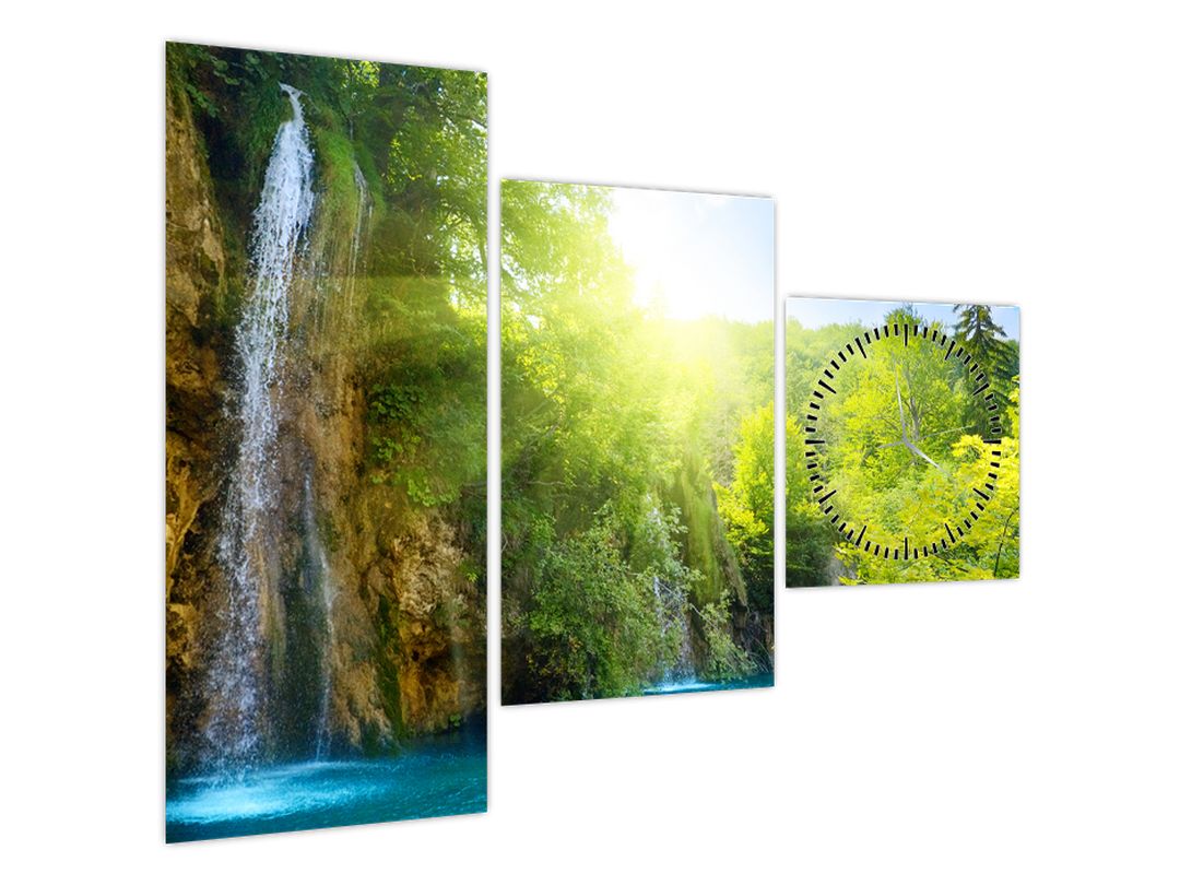 Obraz - vodopády v pralese (s hodinami) (V020549V9070C)