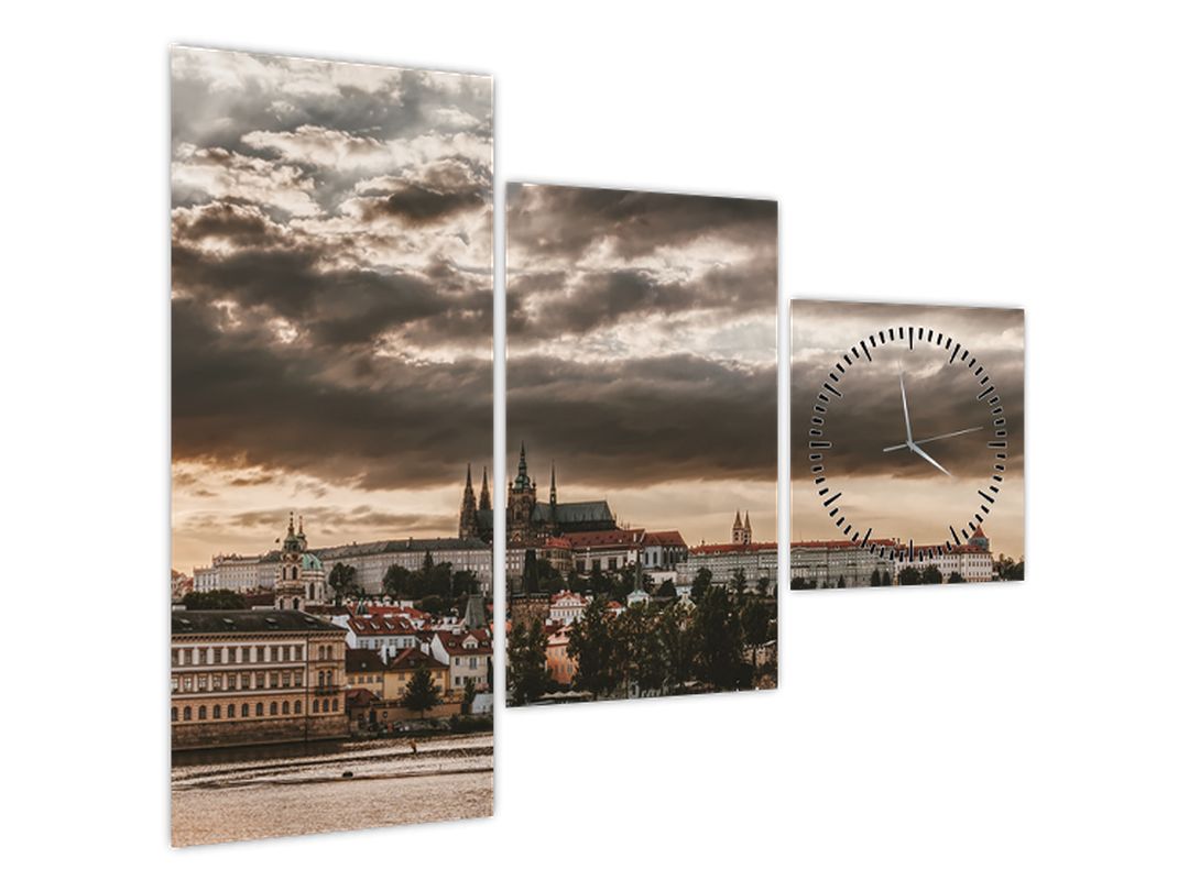 Obraz Pražského hradu v šeru (s hodinami) (V020608V9070C)