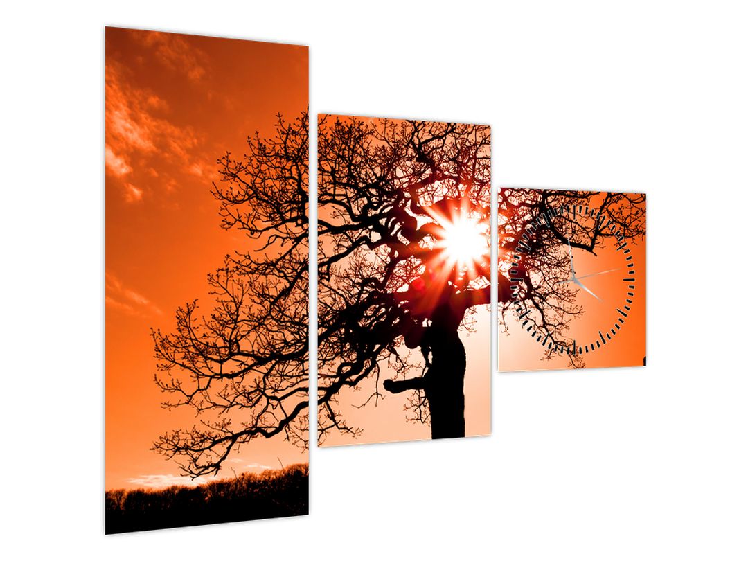 Obraz - Dub při západu slunce (s hodinami) (V022512V9070C)
