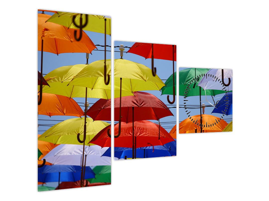 Obraz barevných deštníků (s hodinami) (V022560V9070C)