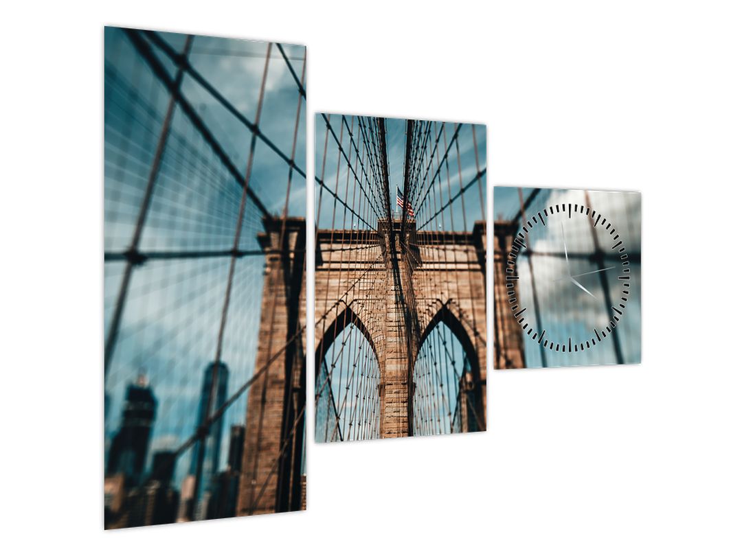 Obraz - Brooklynský most (s hodinami) (V022669V9070C)