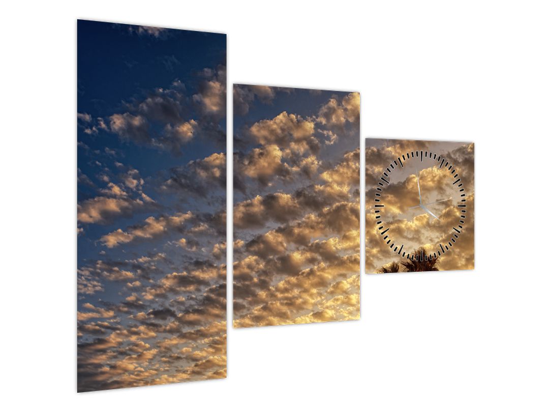 Obraz - Palmy mezi mraky (s hodinami) (V022676V9070C)