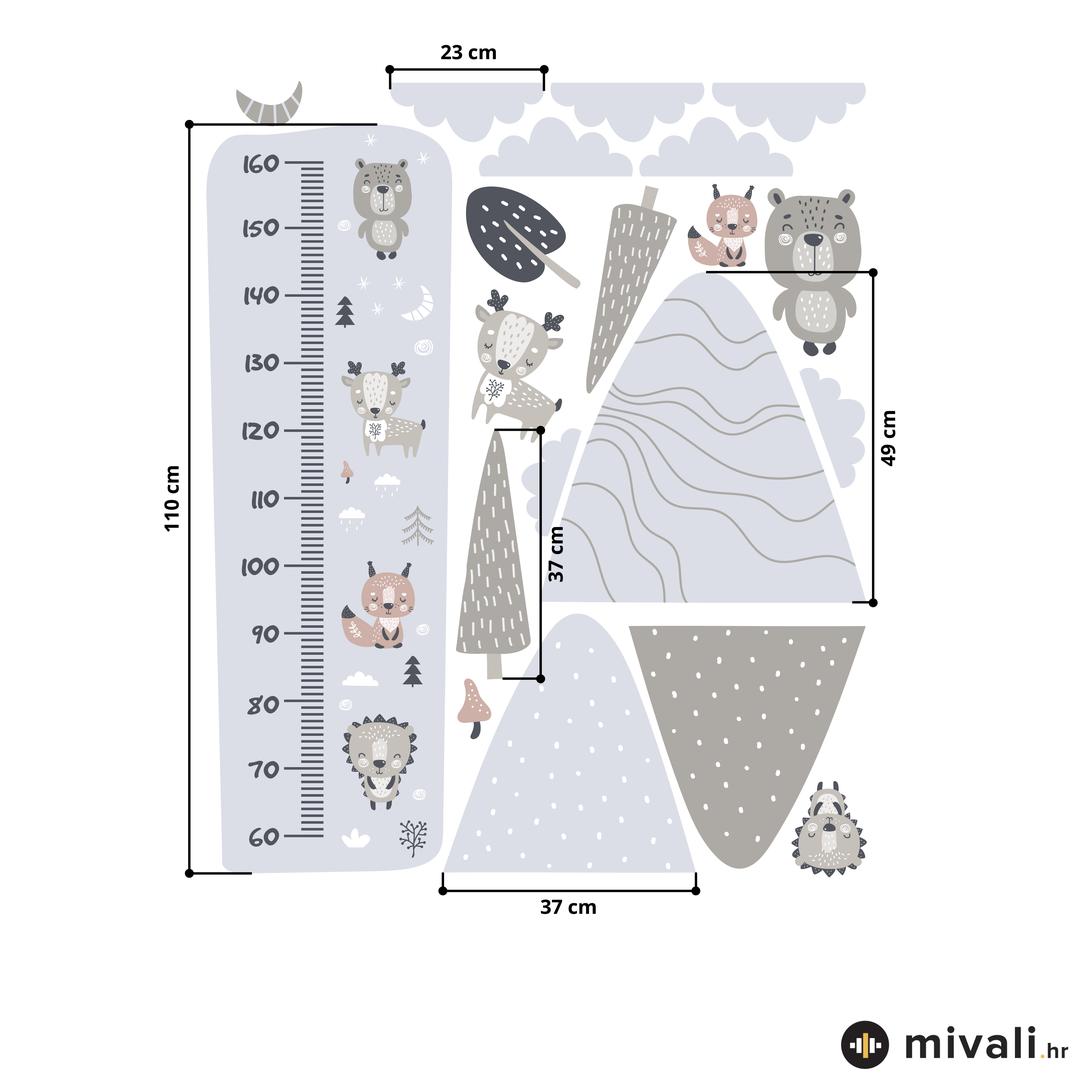 Zidne naljepnice - Metar - Životinje i brda (L080166)