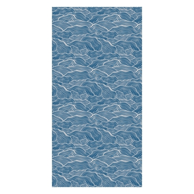 Behang - Grafische golven, donkerblauw