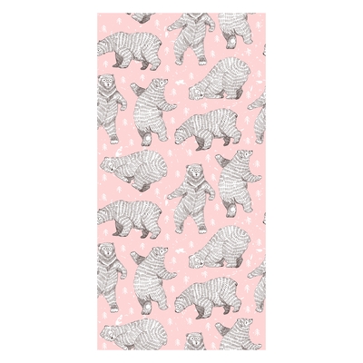 Behang - IJsberen met een roze achtergrond