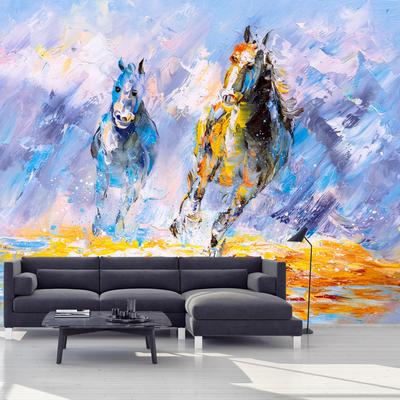 Fotobehang - Olieverfschilderij, rennende paarden