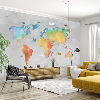 Foto tapeta - Karta svijeta u boji